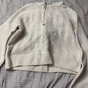 Pink Rose Cream Cable Knit Cardigan